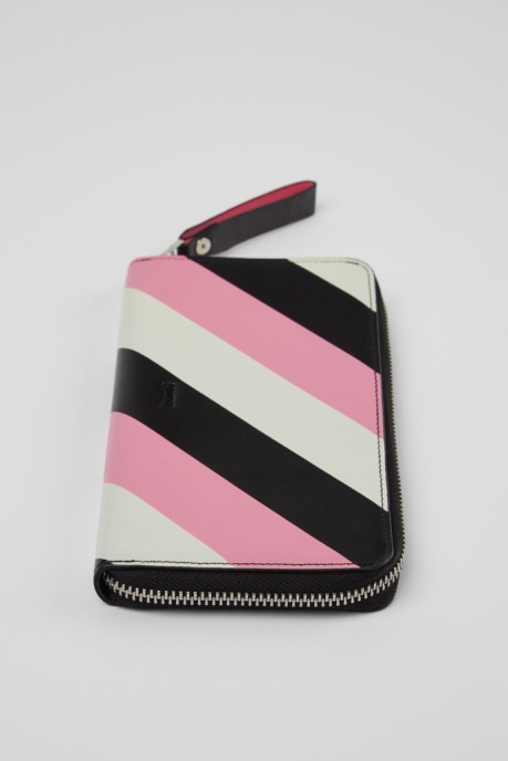 Exclusive Camper AU Mosa Large Black Pink And White Leather Wallet