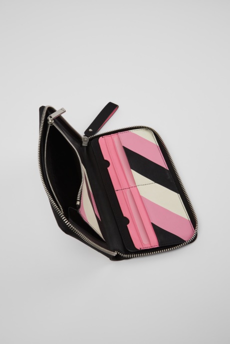Exclusive Camper AU Mosa Large Black Pink And White Leather Wallet