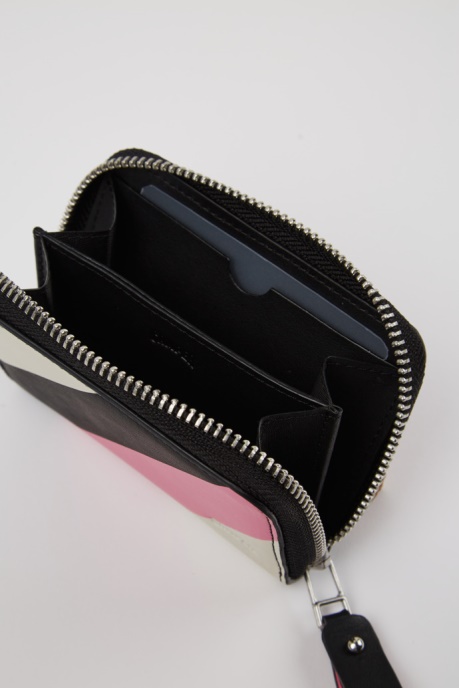 Camper AU Design Mosa Small Black Pink And White Leather Wallet