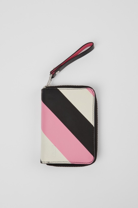Camper AU Design Mosa Small Black Pink And White Leather Wallet