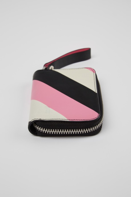 Camper AU Design Mosa Small Black Pink And White Leather Wallet