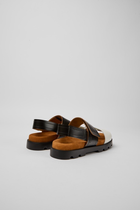 Camper AU Brutus Sandal Black And White Leather Sandals For Women New Arrivals