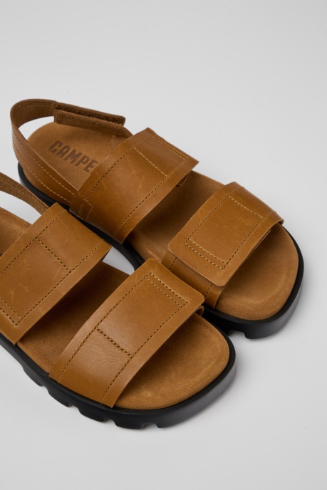 Camper AU Design Brutus Sandal Brown Leather Sandals For Women