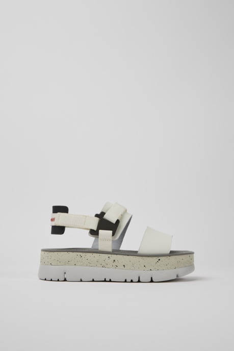 Oruga Up White And Black Leather Sandals For Women Exclusive Camper AU
