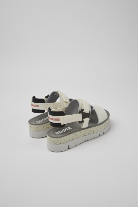 Oruga Up White And Black Leather Sandals For Women Exclusive Camper AU