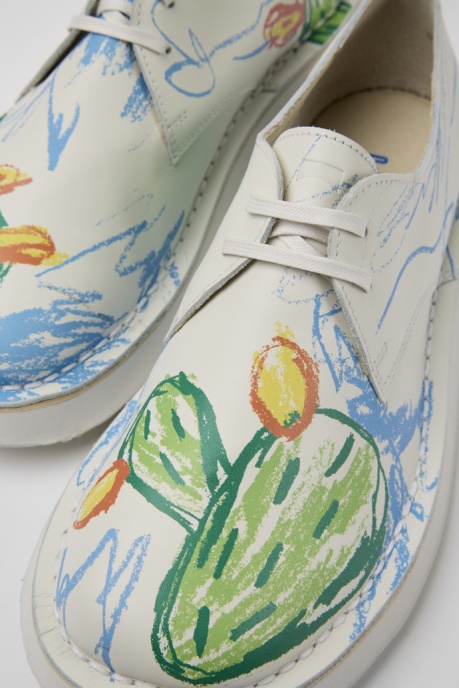 Twins White Printed Leather Shoes For Women Exclusive Camper AU