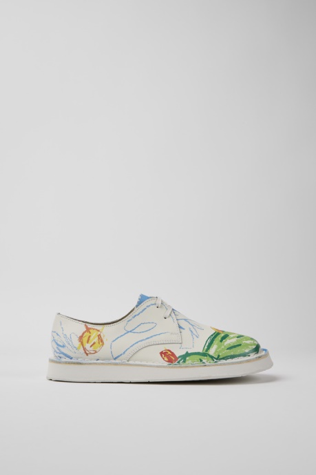 Twins White Printed Leather Shoes For Women Exclusive Camper AU