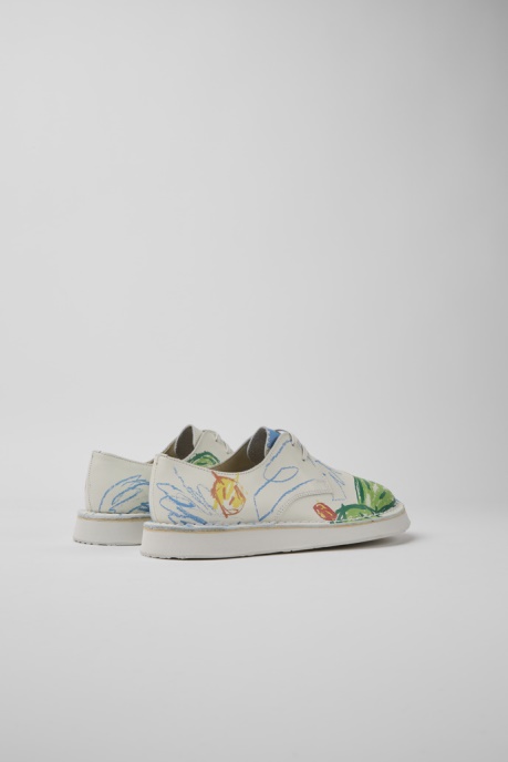 Twins White Printed Leather Shoes For Women Exclusive Camper AU