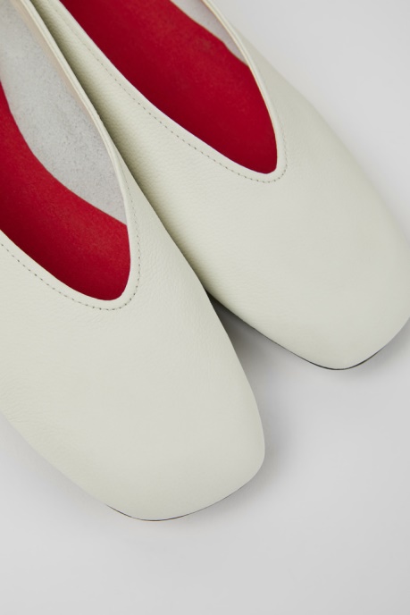 Casi Myra White And Yellow Leather Ballerina Flats For Women Camper AU New Arrivals