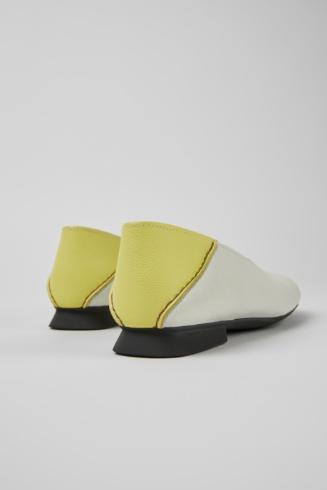 Casi Myra White And Yellow Leather Ballerina Flats For Women Camper AU New Arrivals