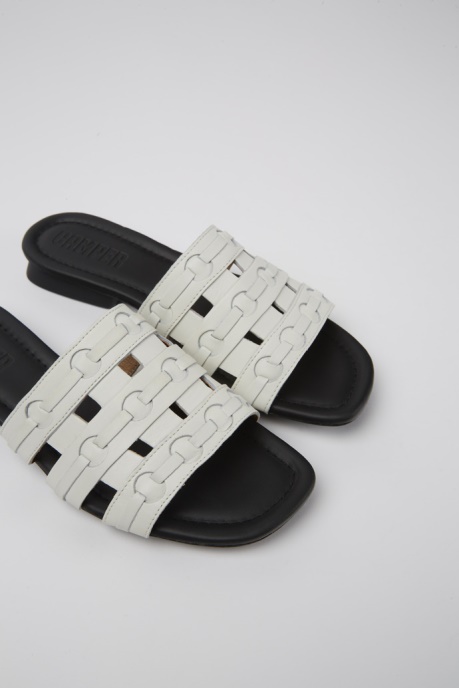 Camper AU Casi Myra White Leather Sandals For Women New Arrivals