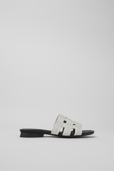 Camper AU Casi Myra White Leather Sandals For Women New Arrivals