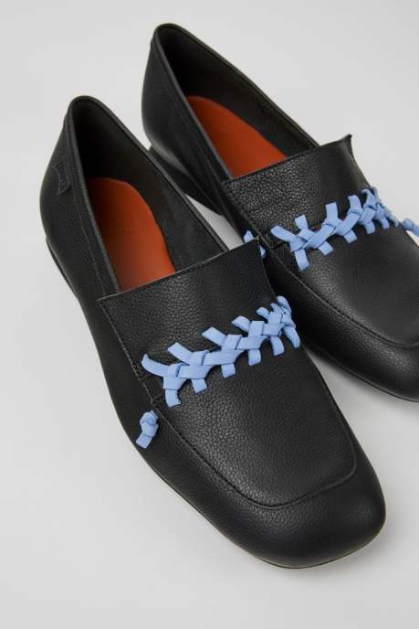 Camper AU Design Casi Myra Black And Blue Leather Loafers For Women