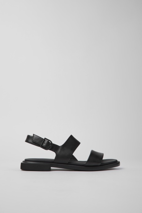 Camper AU Edy Black Leather Sandals For Women New Arrivals