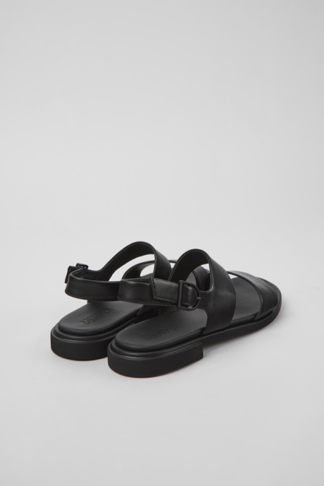 Camper AU Edy Black Leather Sandals For Women New Arrivals