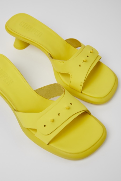 Camper AU Dina Yellow Leather Sandals For Women New Arrivals