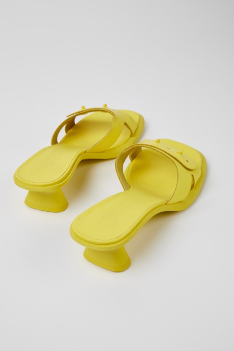 Camper AU Dina Yellow Leather Sandals For Women New Arrivals