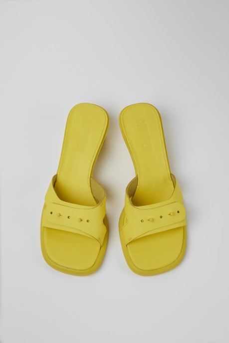 Camper AU Dina Yellow Leather Sandals For Women New Arrivals
