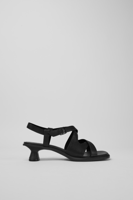 Design Dina Black Leather Sandals For Women Camper AU