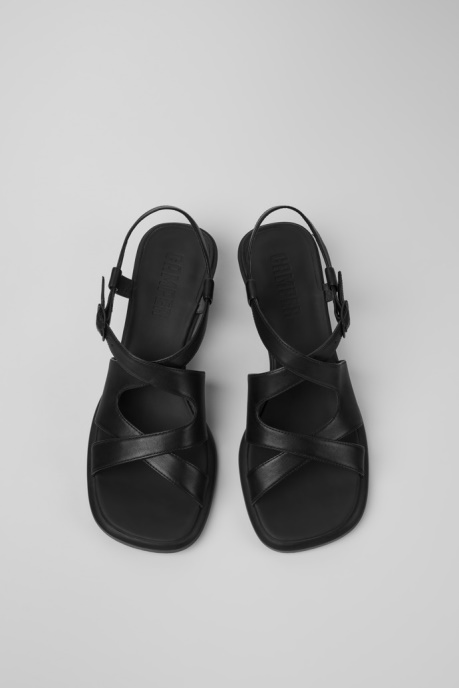 Design Dina Black Leather Sandals For Women Camper AU