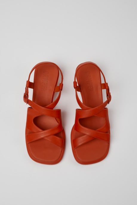 Camper AU Design Dina Red Leather Sandals For Women