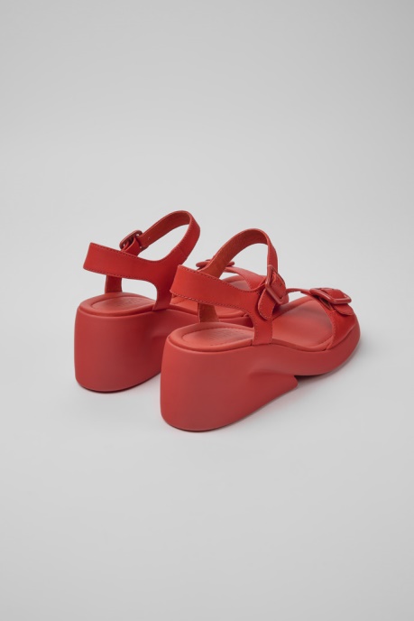 Camper AU Kaah Red Leather Sandals For Women New Arrivals