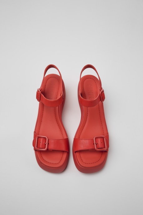 Camper AU Kaah Red Leather Sandals For Women New Arrivals