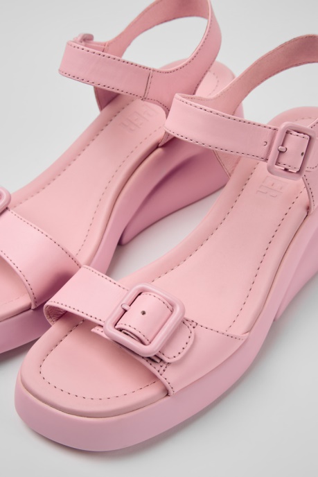 Camper AU Design Kaah Pink Leather Sandals For Women