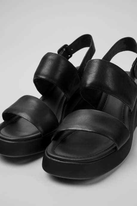 Kaah Black Leather Sandals For Women Camper AU New Arrivals