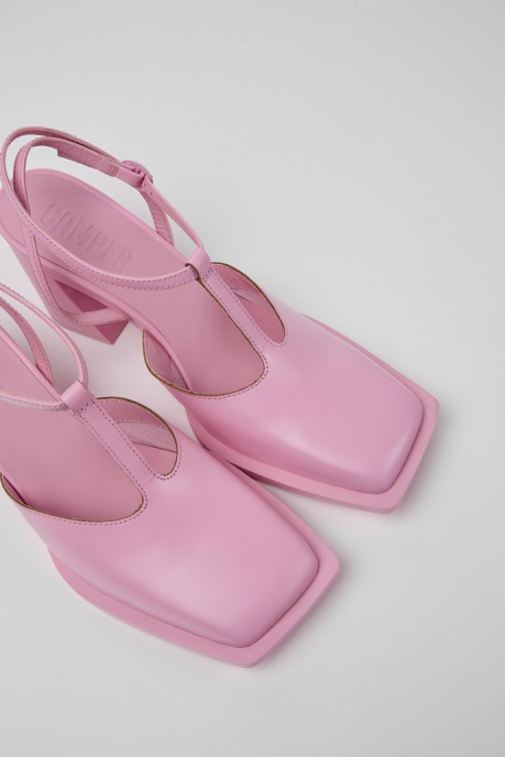 Exclusive Camper AU Karole Pink Leather T-Bar Shoes For Women