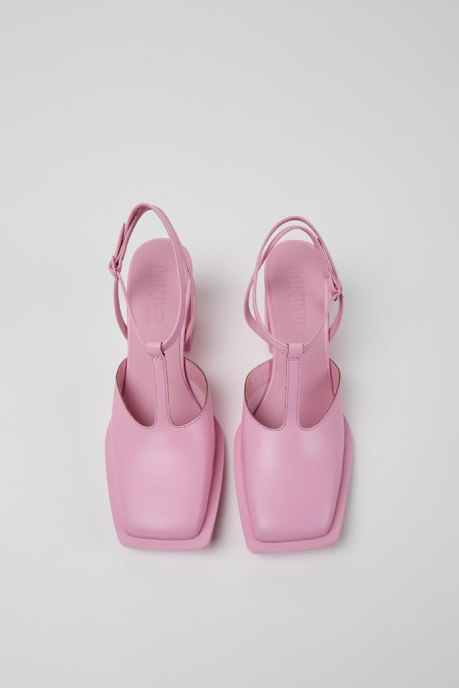 Exclusive Camper AU Karole Pink Leather T-Bar Shoes For Women