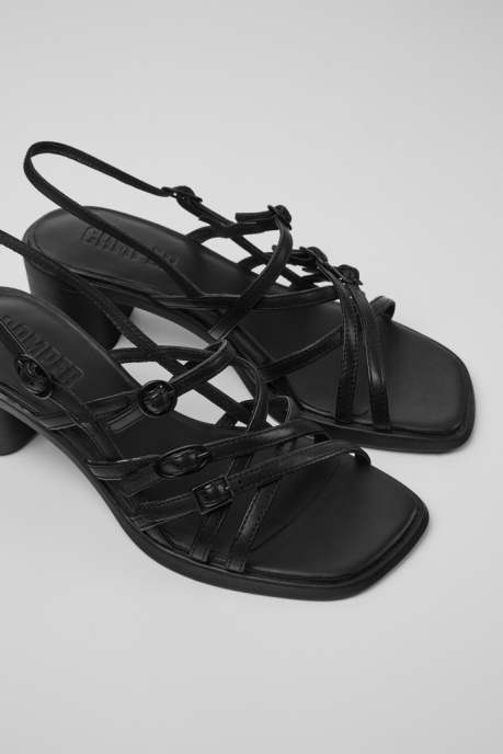 Meda Black Leather Sandals For Women Camper AU New Arrivals