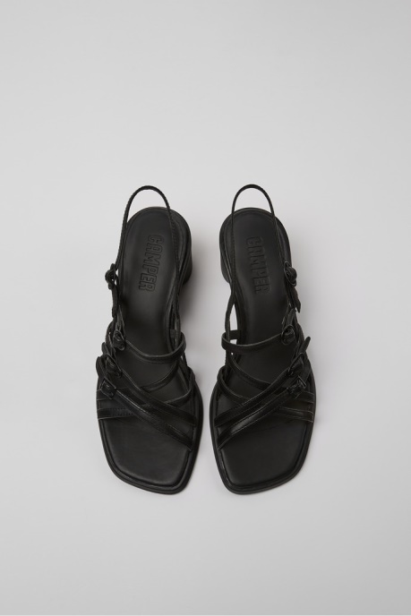 Meda Black Leather Sandals For Women Camper AU New Arrivals