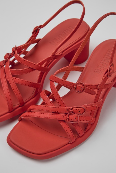 Design Meda Red Leather Sandals For Women Camper AU
