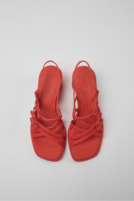 Design Meda Red Leather Sandals For Women Camper AU