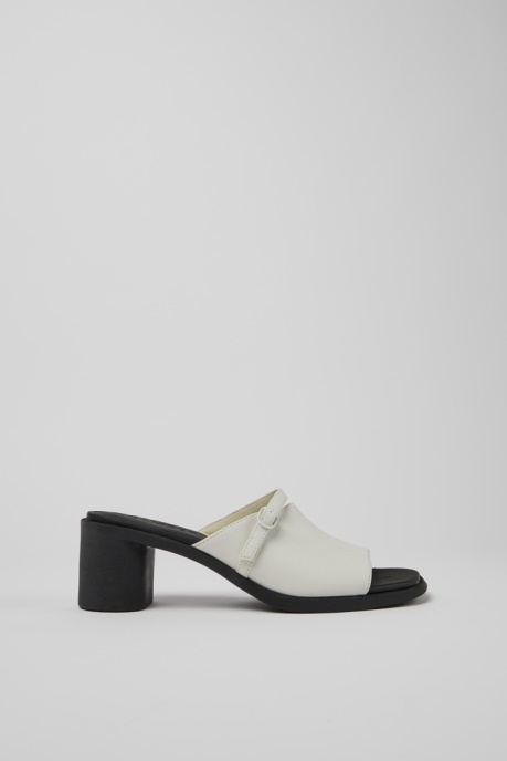 Camper AU Meda White And Black Leather Sandals For Women New Arrivals