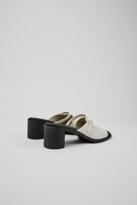 Camper AU Meda White And Black Leather Sandals For Women New Arrivals