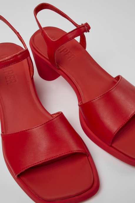 Meda Red Leather Sandals For Women Camper AU New Arrivals