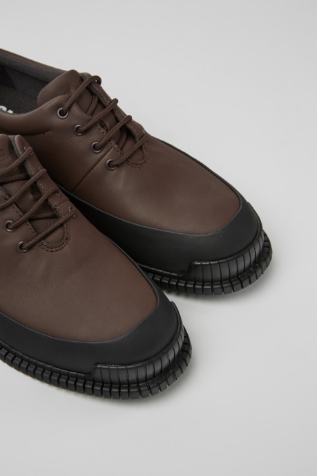 Pix Brown And Black Leather Lace-Up Shoes For Women Camper AU New Arrivals