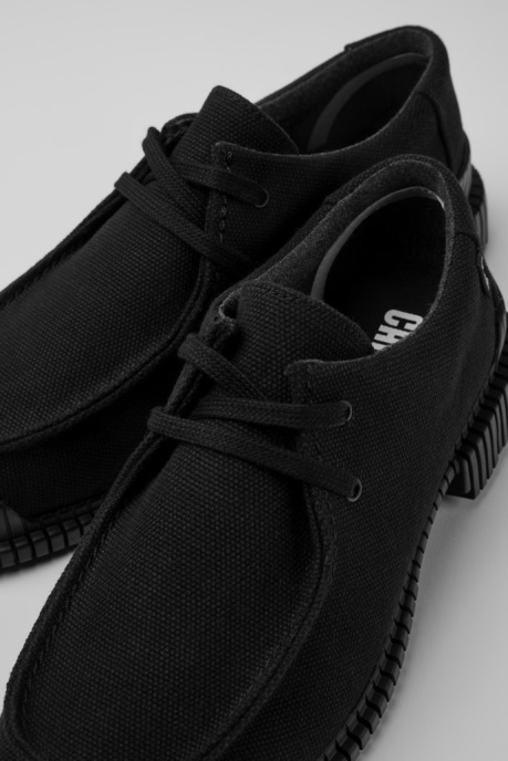 Pix Black Recycled Cotton And Leather Shoes For Women Camper AU New Arrivals