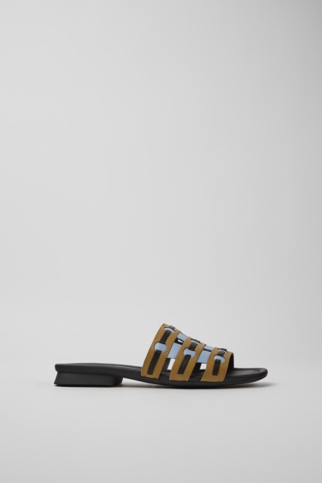 Camper AU Twins Brown Blue And Black Leather Sandals For Women New Arrivals