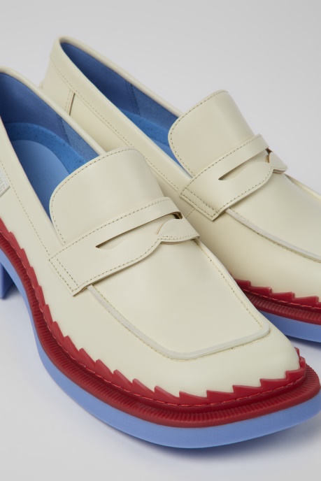 Taylor White And Red Leather Loafers For Women Camper AU New Arrivals