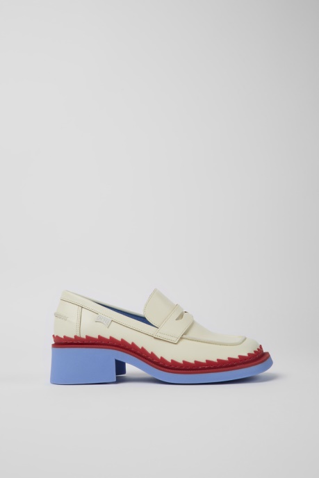Taylor White And Red Leather Loafers For Women Camper AU New Arrivals