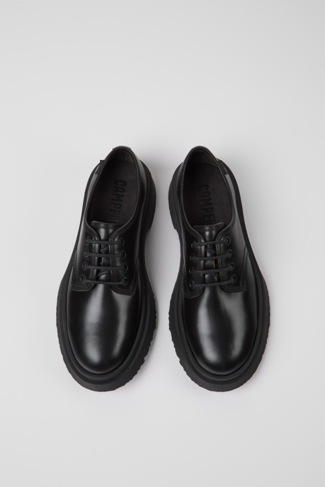 Camper AU Walden Black Leather Lace-Up Shoes For Women New Arrivals
