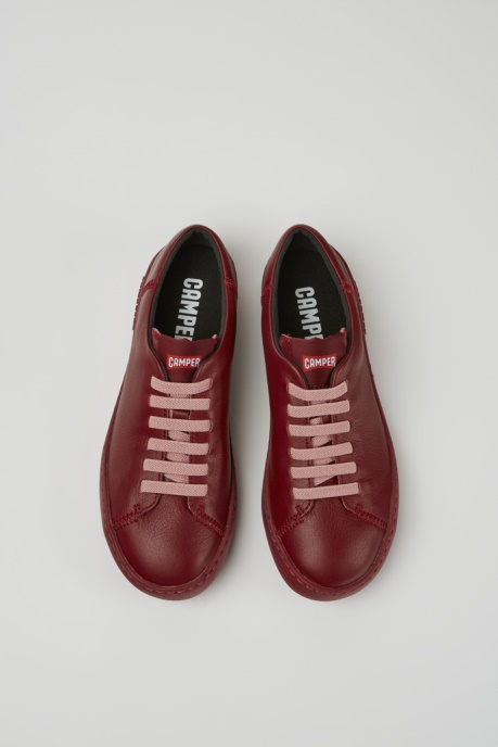 Exclusive Camper AU Peu Touring Burgundy Leather Sneakers For Women