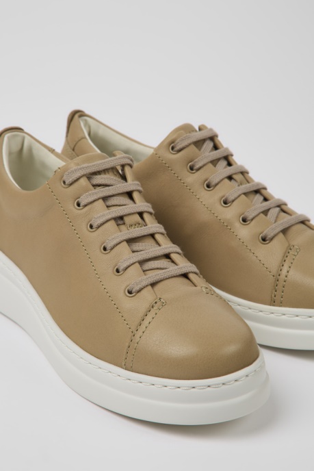 Camper AU Runner Up Beige Leather Sneakers For Women New Arrivals