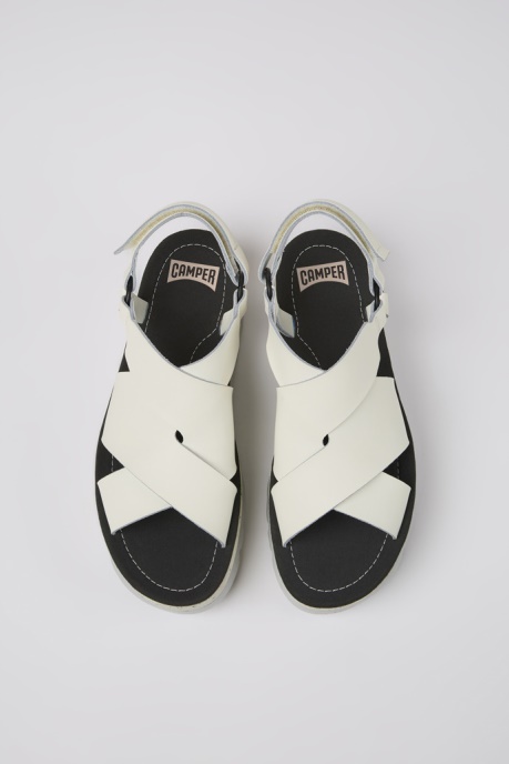 Exclusive Camper AU Oruga Up White Leather Sandals For Women