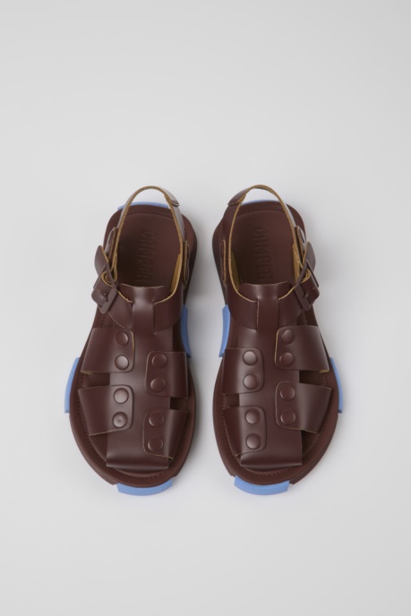 Camper AU Set Burgundy Leather Sandals For Women New Arrivals
