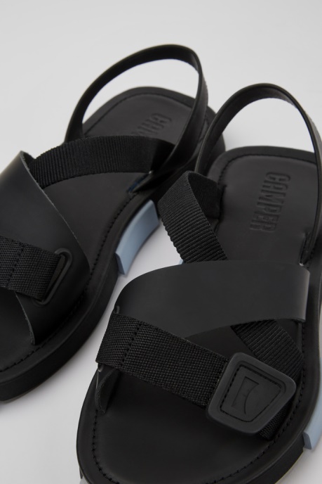 Camper AU Set Black Leather And Recycled Pet Sandals For Women New Arrivals