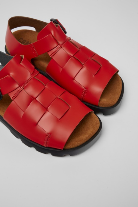 Camper AU Design Brutus Sandal Red Leather Sandals For Women